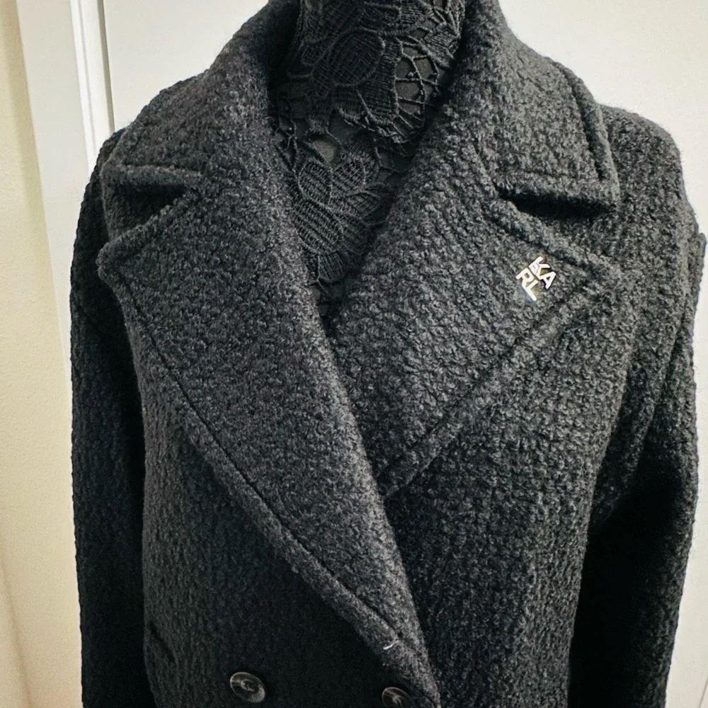 KARL LAGERFELD Black Long Double Breasted Coat